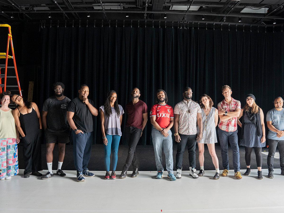 The team behind The Commons: Southern Futures, pose for a portrait during a rehearsal at the CURRENT ArtSpace + Studio