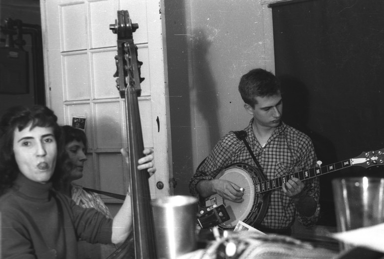 House music party, Washington, DC, 1962. (Left to right) Hazel, me, Rick Churchill. Photo by Jeremy Foster; courtesy Alice Gerrard.