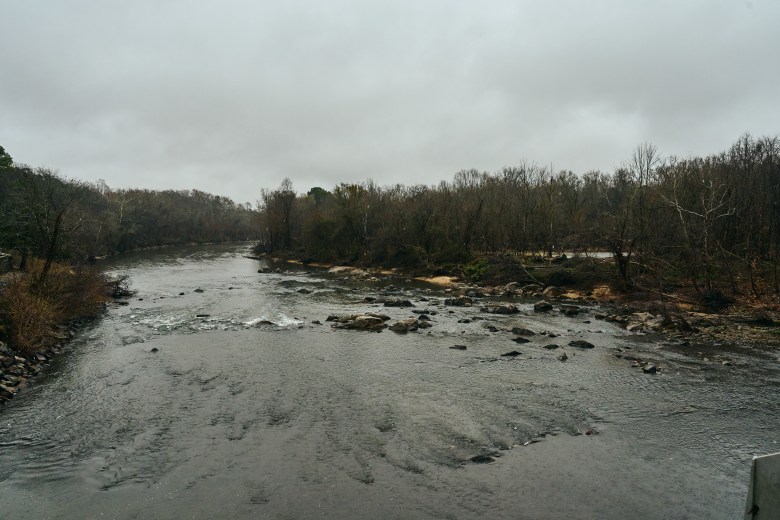 The Haw River in Saxapahaw, NC, flooded during Tropical Storm Chantal in July 2025. Photo by Matt Ramey.