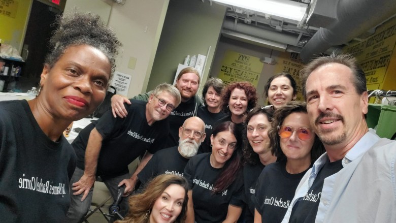 My Name Is Rachel Corrie cast members backstage at the September 7 reading. Photo courtesy of Burning Coal Theatre.